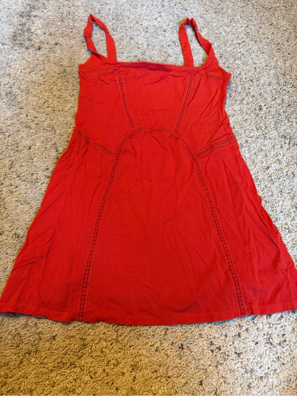 Free People Bright Red Spaghetti-Strap Mini Dress